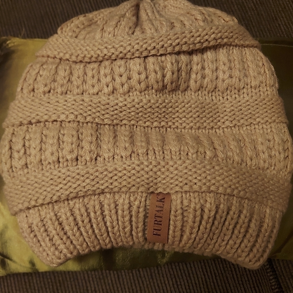 Slouchy Chunky Knit Beanie Cozy Vanilla Girl Neutral Tan Winter Hat